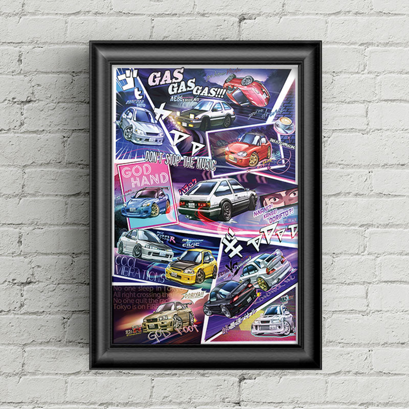 Initial D: Stage 4 Chibi Car Poster Print - Fourth Stage