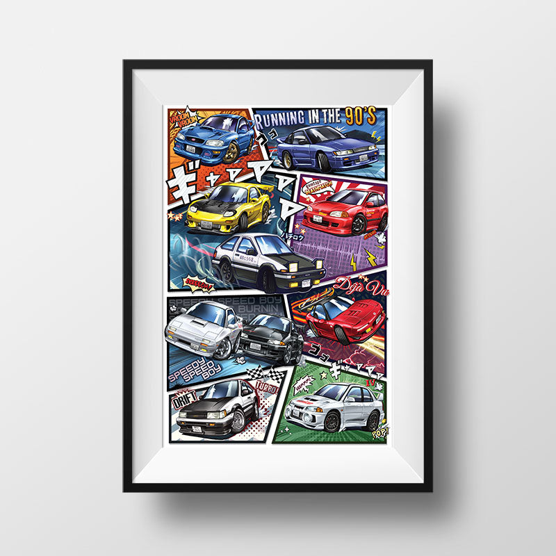 Initial D: First Edition Variant - Running in the 90s Car Poster Print