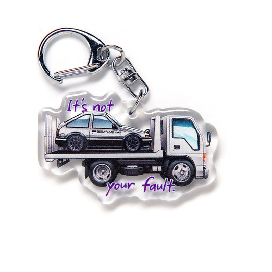 AE86 "It's Not Your Fault" w Isuzu Tow Truck Acrylic Charm Keychain