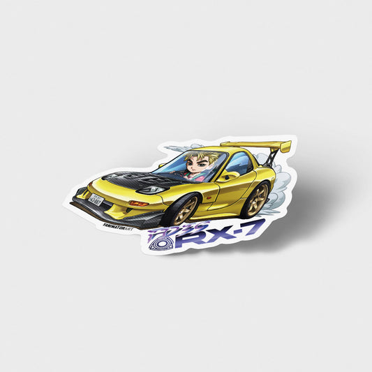 Keisuke Takahashi FD3S RX-7 RX7 Yellow Carbon Hood 5th Stage Character Drift Vinyl Sticker