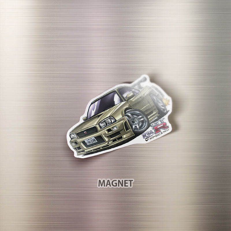 R34 Skyline GT-R V-spec II Nür Gold BNR34 GTR Magnet