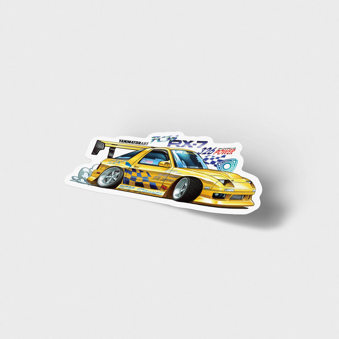 FC3S RX-7 Haraguchi Drift D1GP Yellow Vinyl Sticker