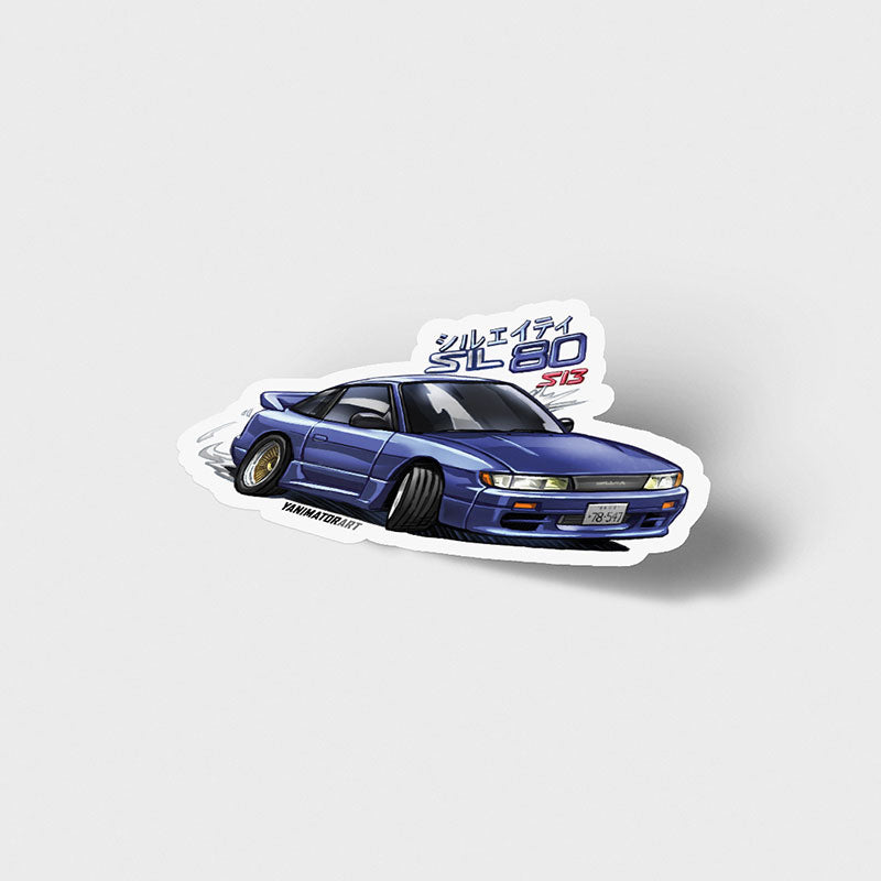 S13 Sil80 Sileighty Silvia 180sx 240sx Impact Blue Vinyl Sticker Yanimatorart 6813