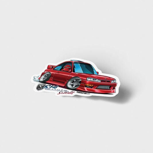 S14 240SX Silvia w Aero Red Vinyl Sticker