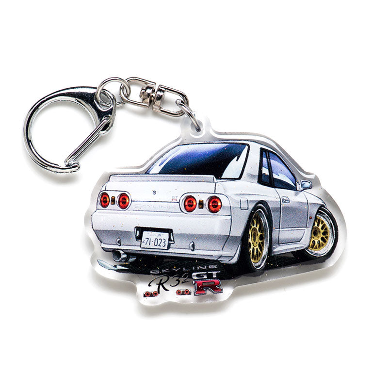 R32 Skyline GT-R Rear White (Wangan Midnight) Acrylic Charm Keychain