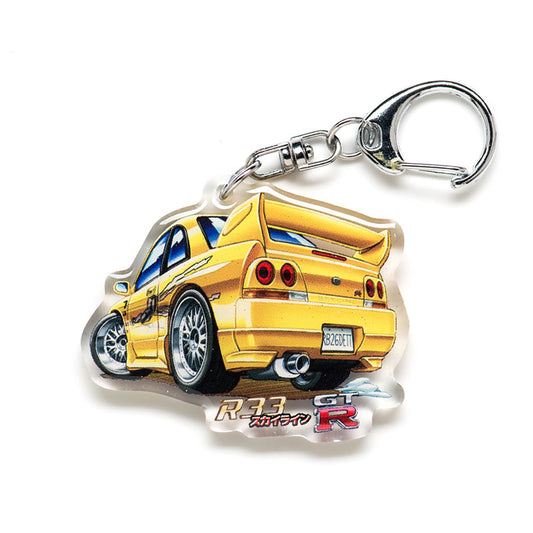 R33 Skyline GT-R Leon FnF Yellow Acrylic Charm Keychain
