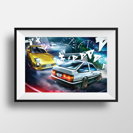 Initial D: Project D Touge Run - No One Sleep In Tokyo Poster Print