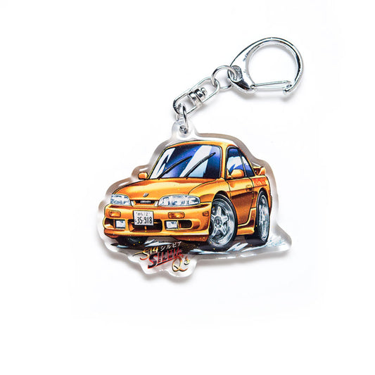 S14 Silvia Q's S14 240SX Orange Acrylic Charm Keychain