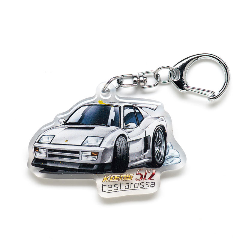 Testarossa Koenig 512 White (Wangan Midnight) Acrylic Charm Keychain