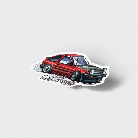 AE86 Trueno w Hoshino Impul Wheels Red Vinyl Sticker